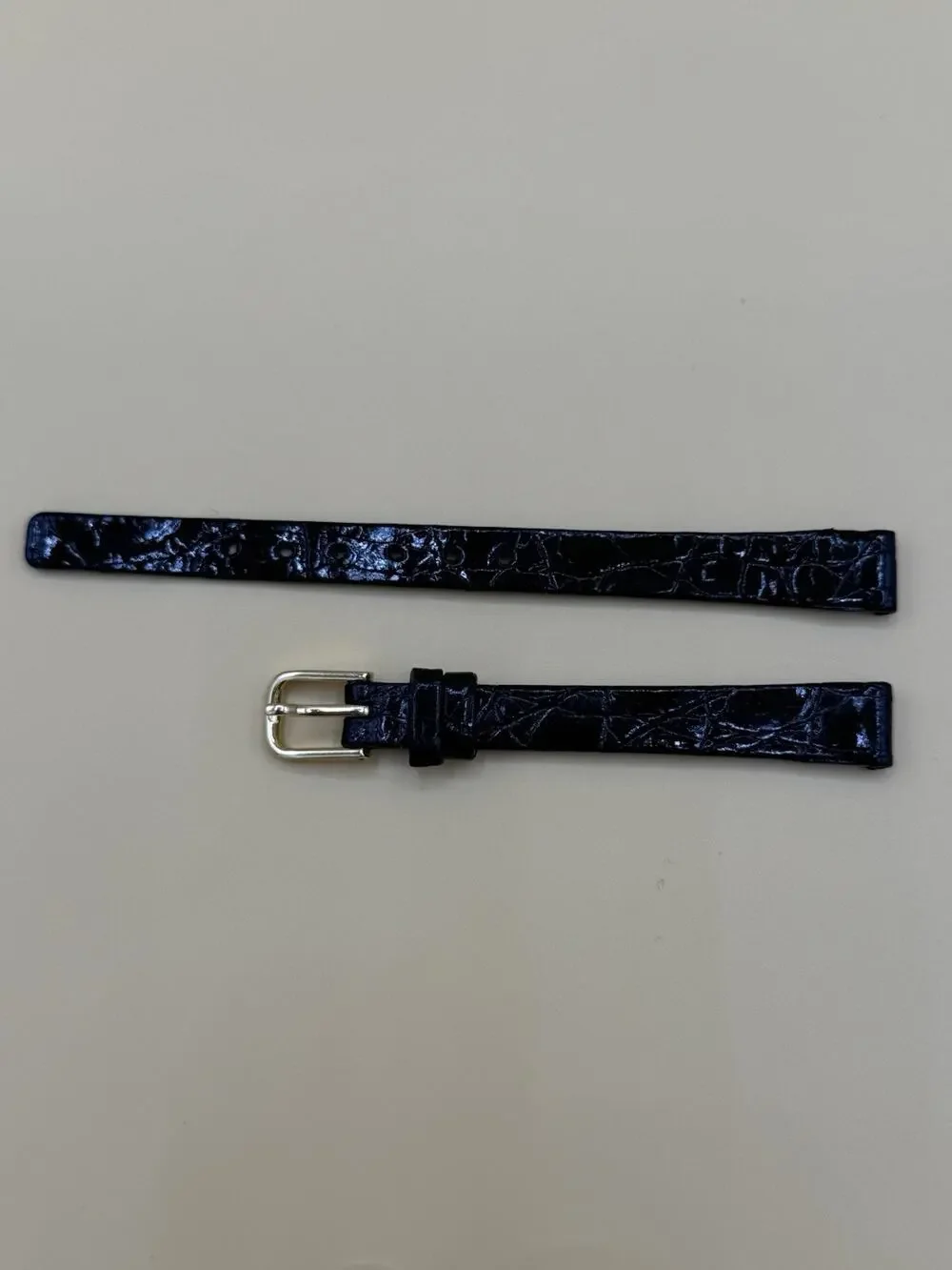 10mm KREISLER Genuine CROCODILE BLACK NOS Vintage Watch Band & Gold-Tone Buckle